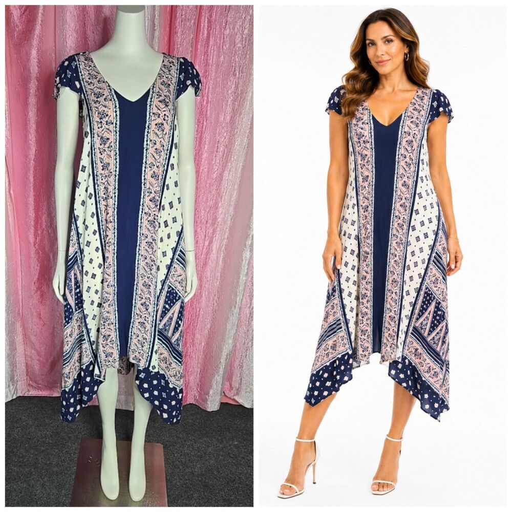 Anthropologie Maeve Summertide Boho Floral Handkerchief Dress Size XS